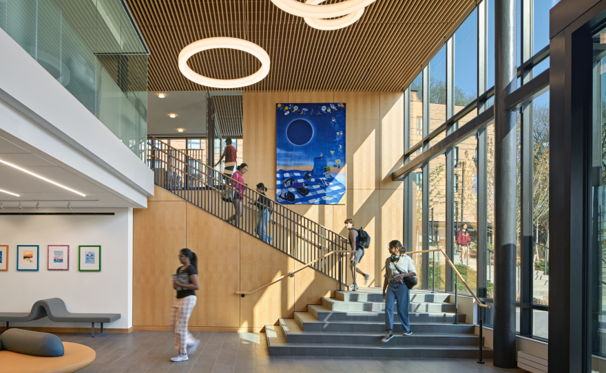Interiors at Case Western Reserve University’s new South Residential Village are flooded with daylight.