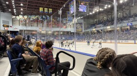 Fans look as the University of Alaska Fairbanks hockey team plays Augustana University at the Carlson Center Dec. 6, 2024, in Fairbanks, Alaska.