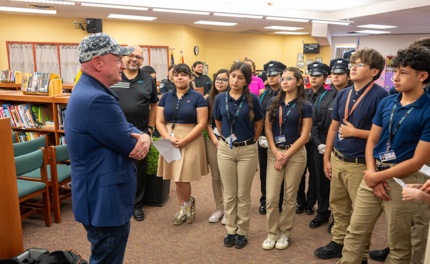 Kelly speaks with Southwest students.