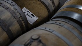 Bourbon barrels with product in them are seen inside of the Brough Brothers Distillery that is under construction in Louisville, Ky., Saturday, March 8, 2025. (AP Photo/Jon Cherry)