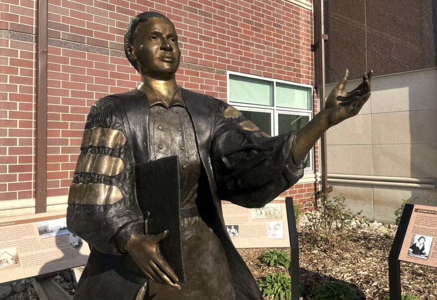 Johnson County will dedicate the commemorative Dr. Lulu Merle Johnson Plaza, featuring a bronze sculpture of Johnson and six panels that will tell her story and the history of Black Iowans, in Iowa City on Aug. 29.