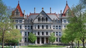 The western side of the New York state Capitol in Albany, NY.