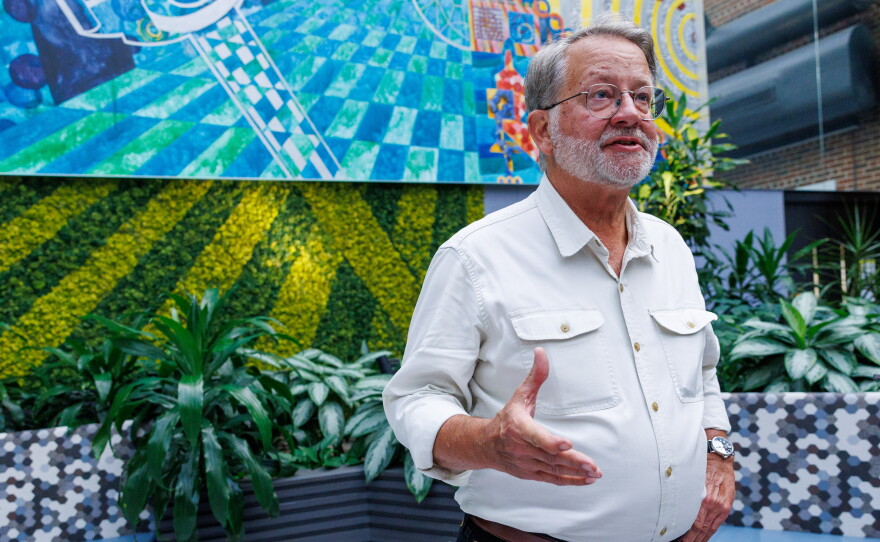 U.S. Sen. Gary Peters speaks at the Facility for Rare Isotope Beams in East Lansing, Mich., on Aug. 28, 2026.
