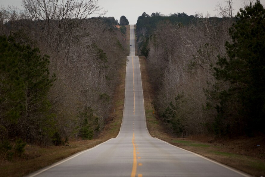 Georgia Highway 27 cuts through rural Stewart County, a few miles outside Lumpkin, Ga.