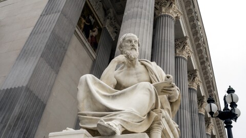 Statue of Herodotus, sculpture in front of the Parliament in Vienna, Austria.