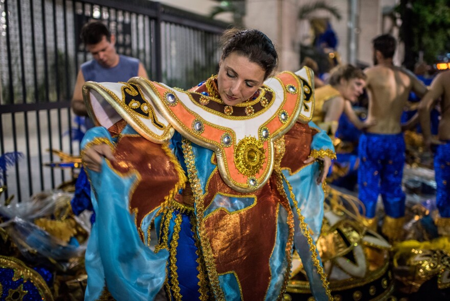Lourdes Garcia-Navarro prepares for her debut with the Vila Isabel Samba School during Carnival in Rio de Janeiro.