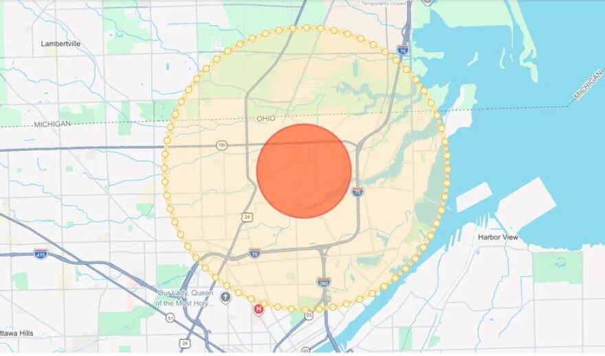 An evacuation order has been issued for residents within a one-mile radius of 1050 Progress Ave. in Toledo, Ohio, following a "hazardous materials release." Residents within a three-mile radius are being asked to shelter-in-place.