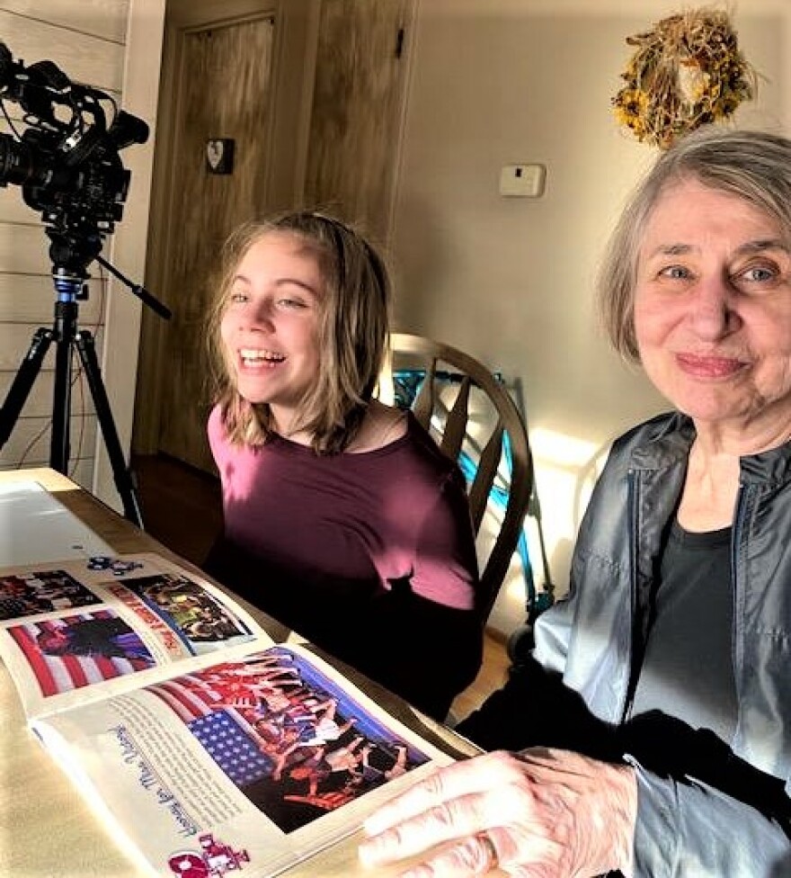 Faith Guilbault (L) works with her mentor, filmmaker Joyce Chopra, during the filming of the documentary 'Faith's World.' The film provides a window into what life is like for Faith, who has cerebral palsy, and her family.