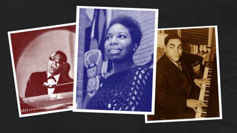 Ray Charles, Nina Simone, and Fats Waller (from left to right) became stars for their singing and piano playing . (ABC Records, Ron Kroon/Afefo, Alan Fisher)