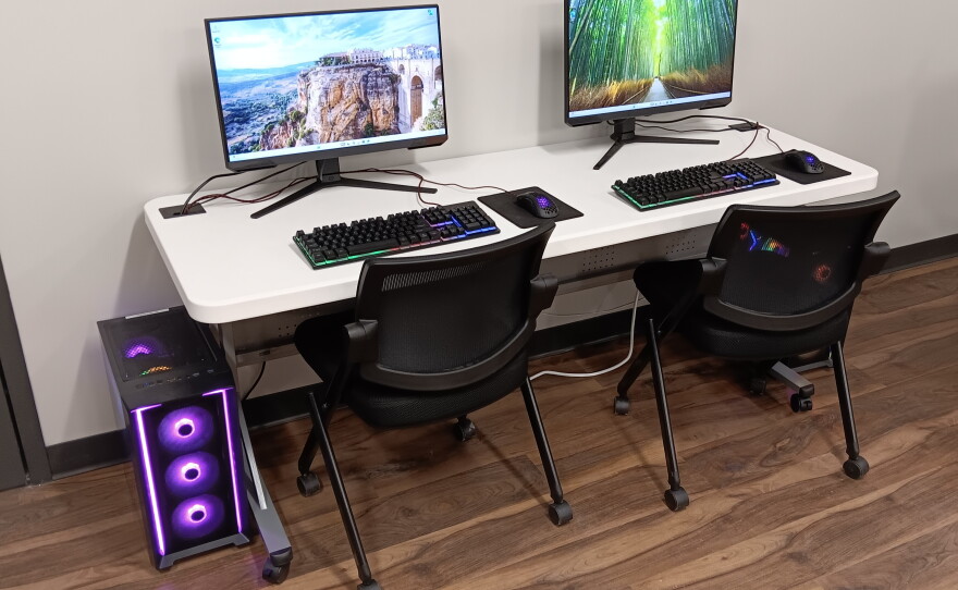 One of the stations within the computer lab within the new Kenan Civic Center.