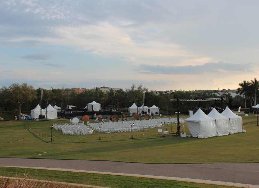 A late afternoon rainstorm soaked the stage and seats, forcing the finals indoors.