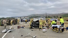 Two people were killed, and four injured in a Thursday morning crash which closed southbound Highway 101 near Gaviota