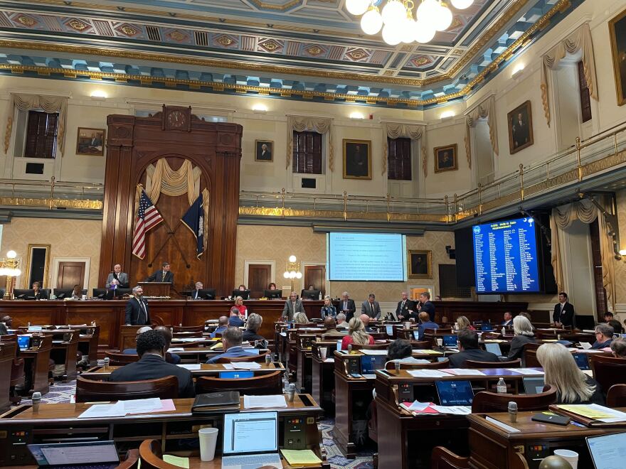 S.C. Rep. Micah Caskey, R-Lexington, answers questions from Rep. Jordan Pace, R-Berkeley, about an amendment to the Judicial Merit Selection Commission bill, H. 4755, on Wednesday, Feb. 11, 2026.
