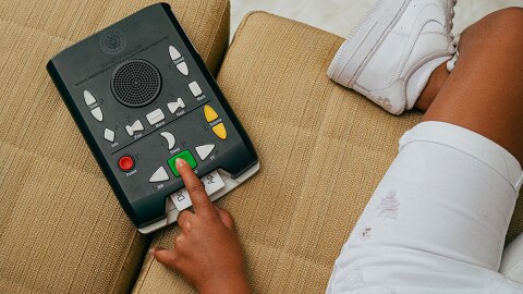 Audio equipment for visually impaired people to use to read books.