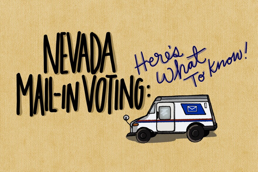 Nevada mail-in voting. Here’s what to know. Illustration of a mail truck.