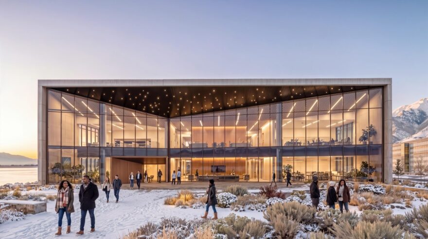 An initial rending showing what the Box Elder County data center, the Stratos Project, could look like.