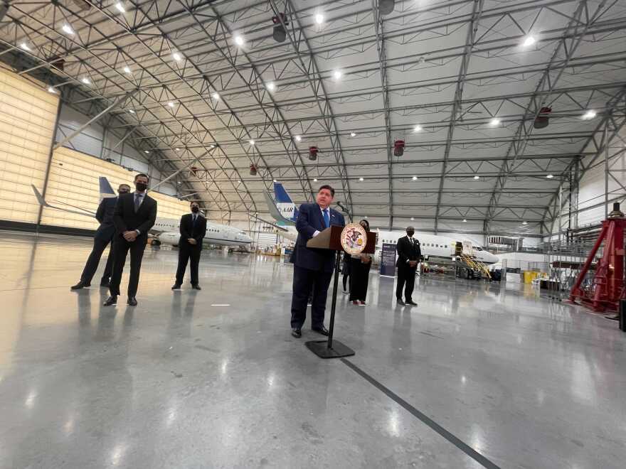 Governor JB Pritzker at Chicago-Rockford International Airport