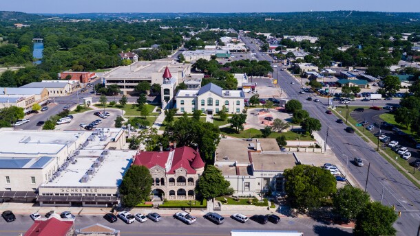 Aerial view of downtown Kerrville