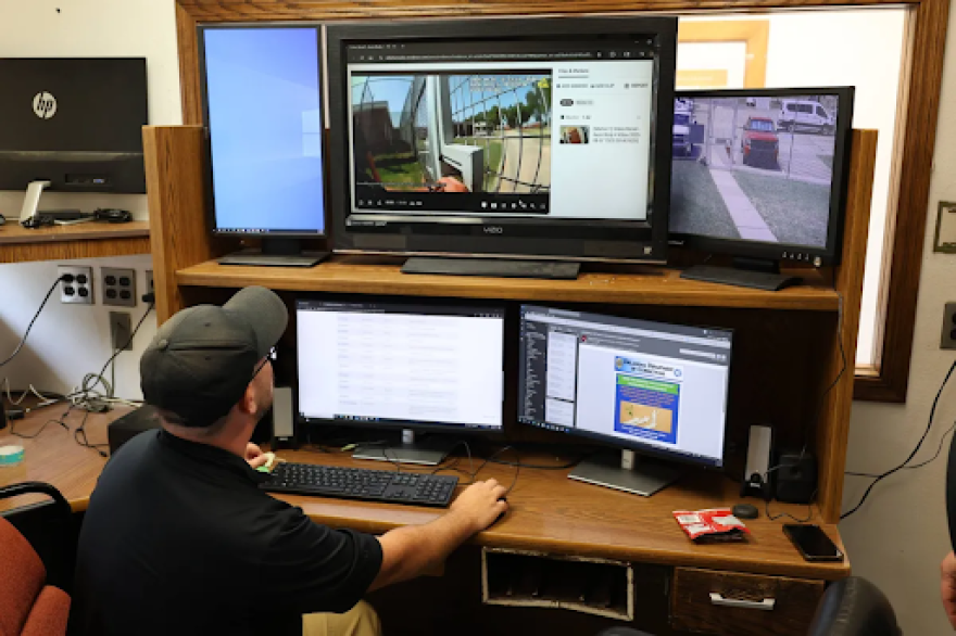 Correctional officer Jason Loving reviews body-worn camera footage at the John H. Lilley Correctional Center on Aug. 8, 2025.