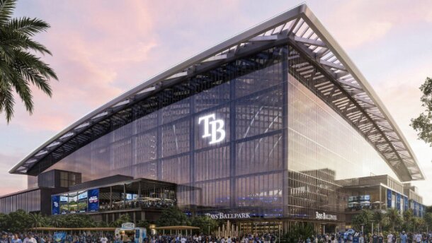 Rendering of the outside of the Tampa Bay Rays stadium