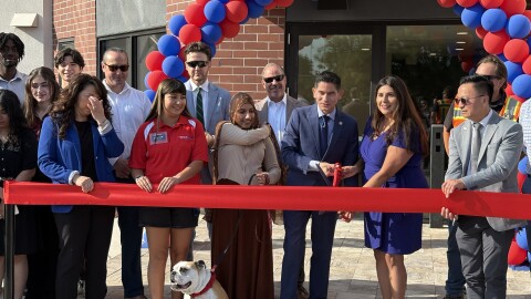 Fresno State officials hold a ribbon-cutting ceremony for new student apartments on Tuesday, Aug. 11, 2026.