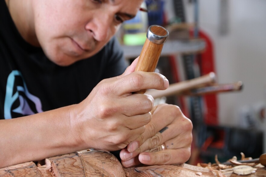 Nicholas Galanin in his studio on July 8, 2026.