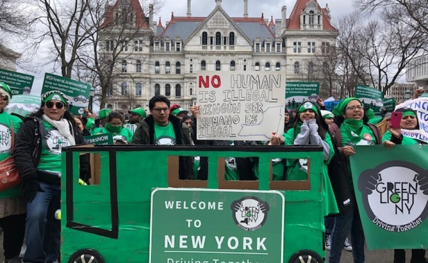 A March 2019 protest by the group Green Light NY.