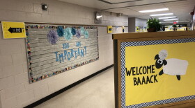 Signs at Clemens Elementary School welcomed MPS students back for in-person learning mid-April.