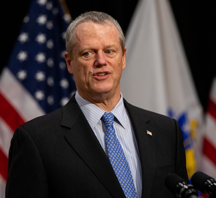 Massachusetts Gov. Charlie Baker at a recent press conference on the coronavirus.