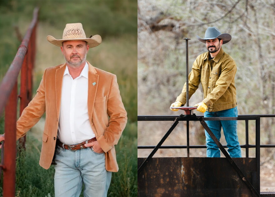 Democratic candidate Juan Sanchez III (left) and Republican candidate Michael Perry (right) are vying to become the next state land commissioner. Early voting begins Oct. 6 at county clerk offices statewide.