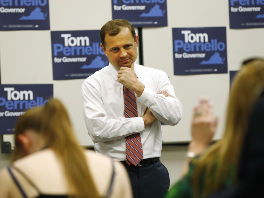 Former U.S. Rep. Tom Perriello listens to a question during a town hall in Richmond, Va., last month.