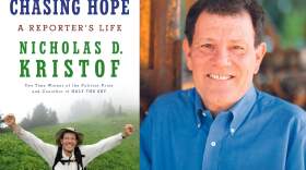 The cover of "Chasing Hope" and author Nicholas Kristof. (Courtesy of Penguin Random House and David Hume Kennerly)