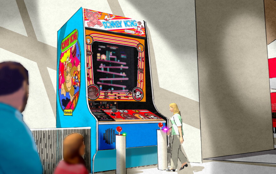 The StronA rendering of what promises to be a 7- to 8-foot-tall -- if not larger -- Donkey King arcade-style game is shown. This is among the new exhibits that will be part of The Strong National Museum of Play expansion, set to open in early summer 2023.