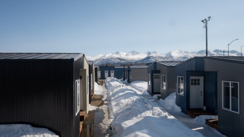 Some of the 32 tiny homes that are part of the municipality's Microunits For Recovery program at Willow Commons in Anchorage, which opened in March of 2026.
