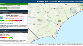 NCDEQ registering higher levels of smoke in New Hanover County as of 9:00 Tuesday morning.