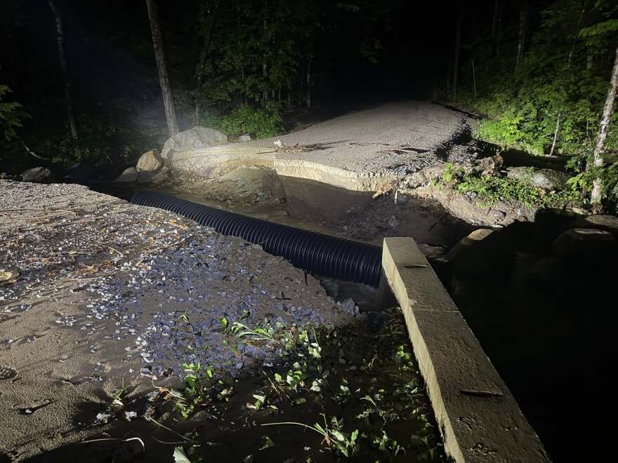 Flooding damaged local and state roads in Madison, NH, on June 11, 2026.