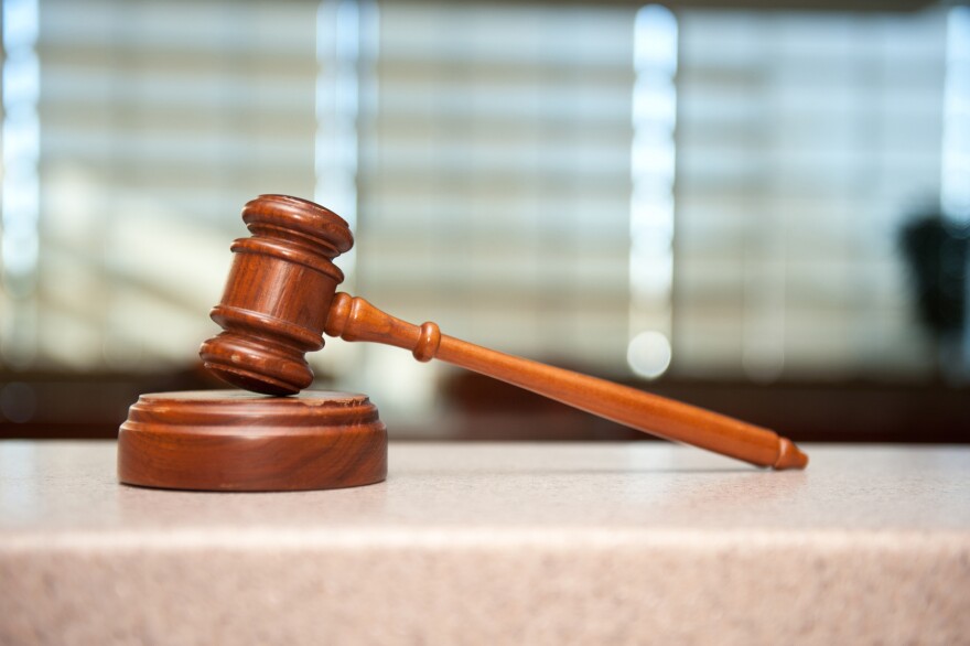 A gavel on a countertop