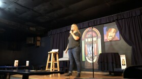 Comedian Regan Shute performs her open-mic night routine on the Jukebox Comedy Club stage in Peoria. 