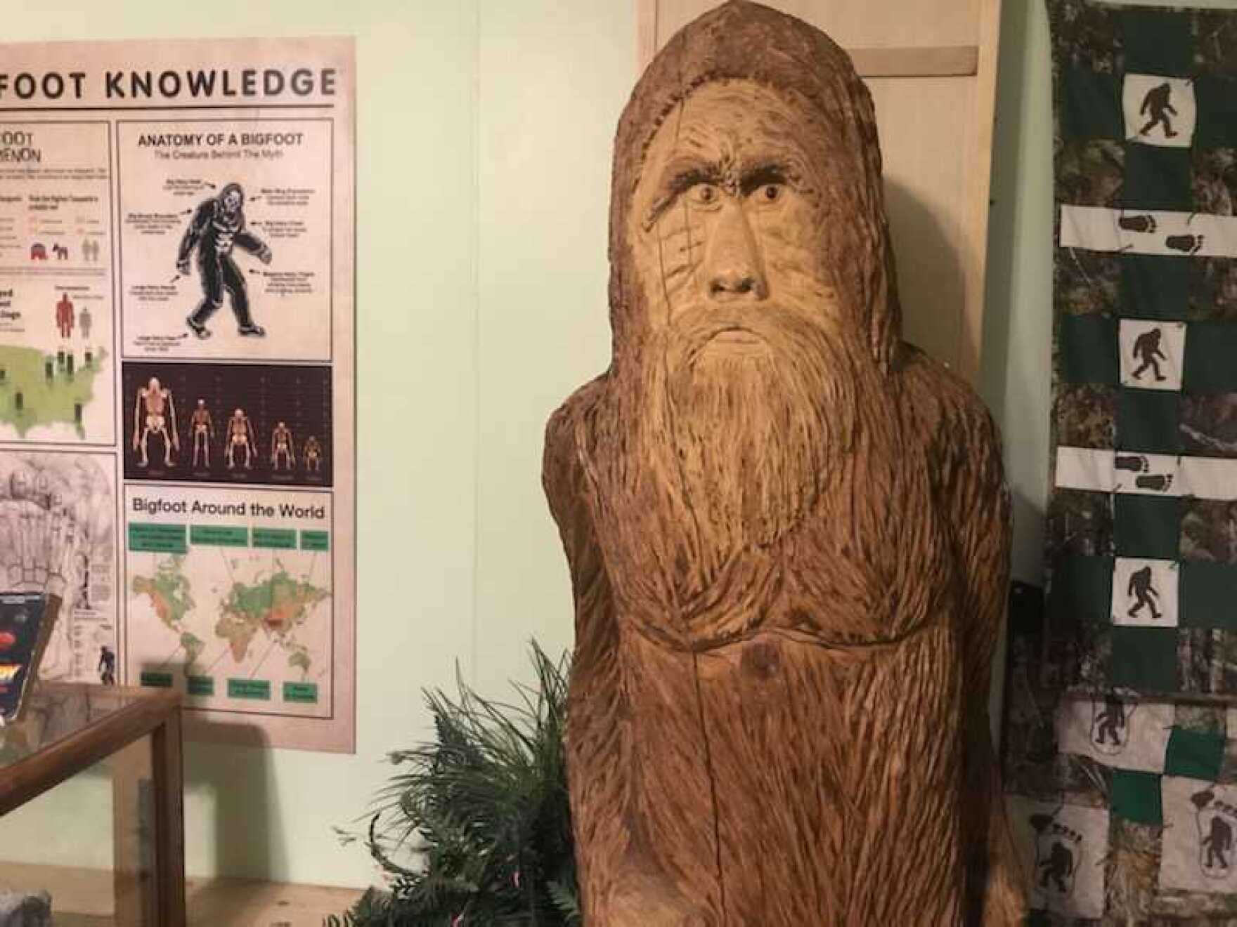 Hand-carved bigfoot statue in the West Virginia Bigfoot Museum in Sutton, West Virginia. 