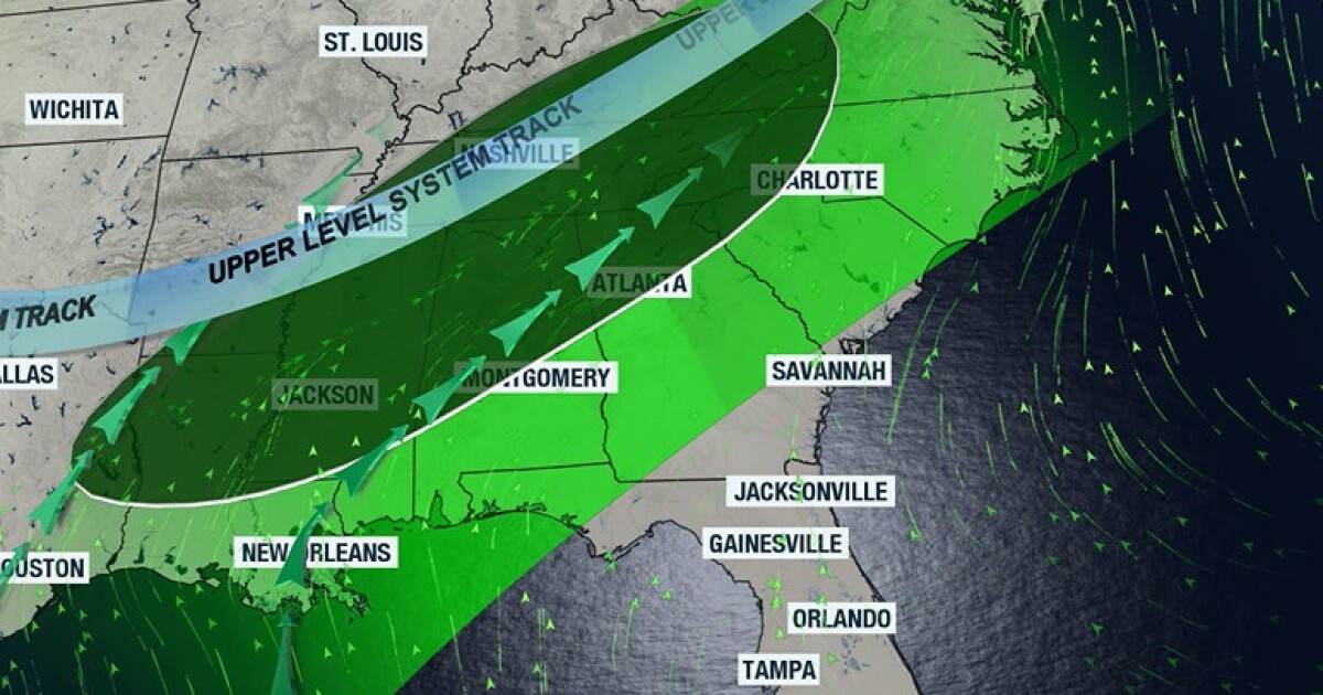 Storm system to produce widespread rainfall across South Carolina