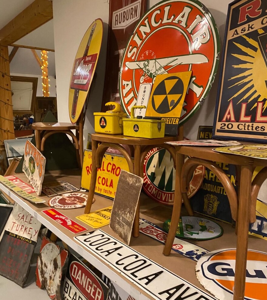 A seemingly endless array of old commercial signs constitutes a significant part of the Williams artifact collection.
