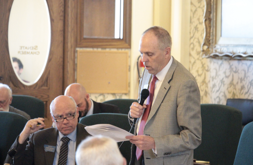 Sen. Greg Hertz, R-Polson, addresses the Senate on March 5, 2025, as the transmittal break looms at the Legislature.