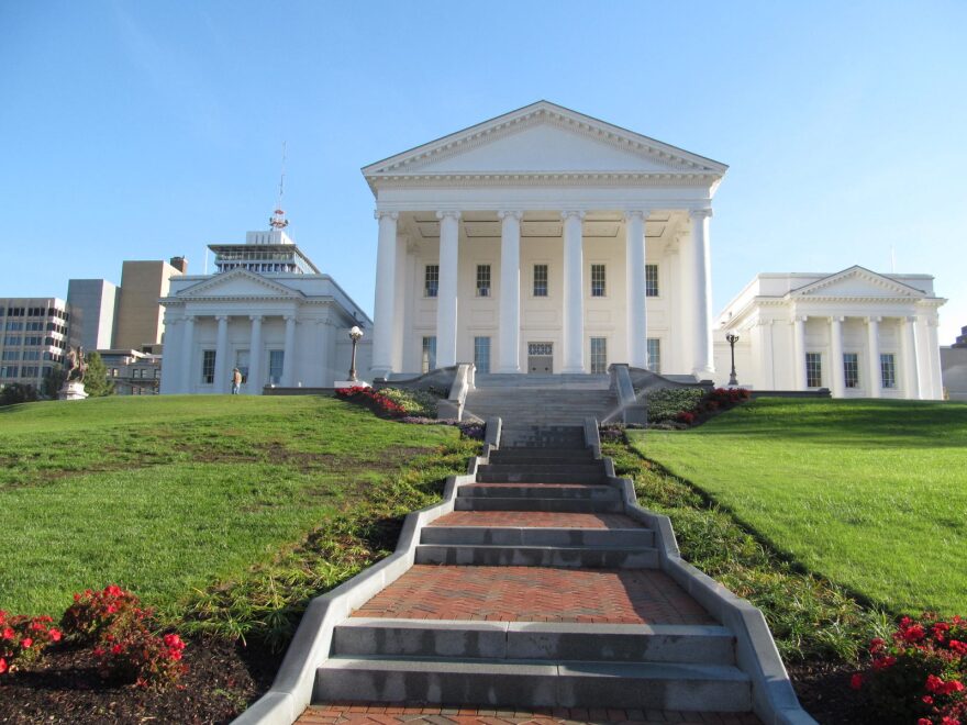 Virginia State Capitol, Richmond, Virginia. Virginia Gov. Ralph Northam says he will ask the legislature to consider taking action on background checks and high-capacity magazine bans.