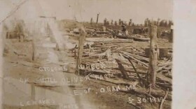 Cyclone wreck, Will Oliver Farm east of Oran, Scott County, Missouri. May 30, 1917. GenDisasters.