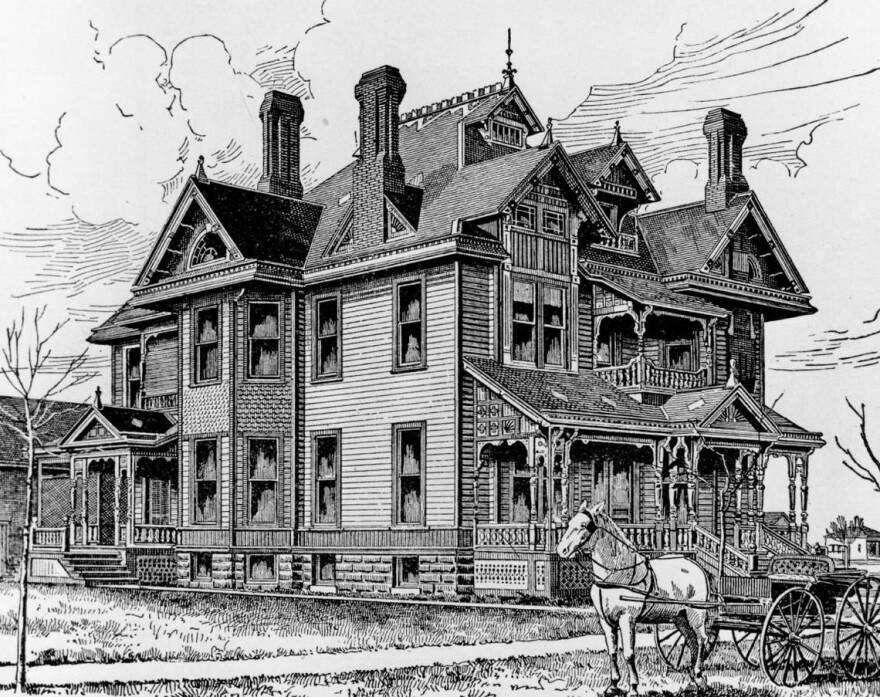 A sketch of the Sternberg Mansion when it was first built.