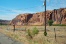 The Wall Street climbing area is seen from across the Colorado River near Moab, Utah.