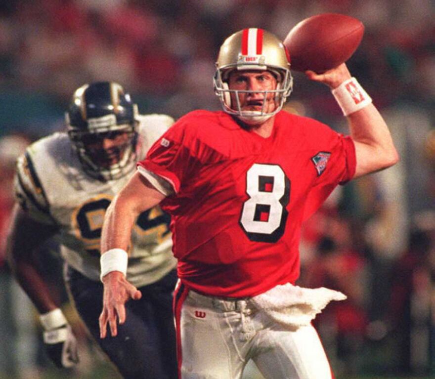 San Francisco 49ers quarterback Steve Young plays in Super Bowl XXIX in Miami in January 1995.