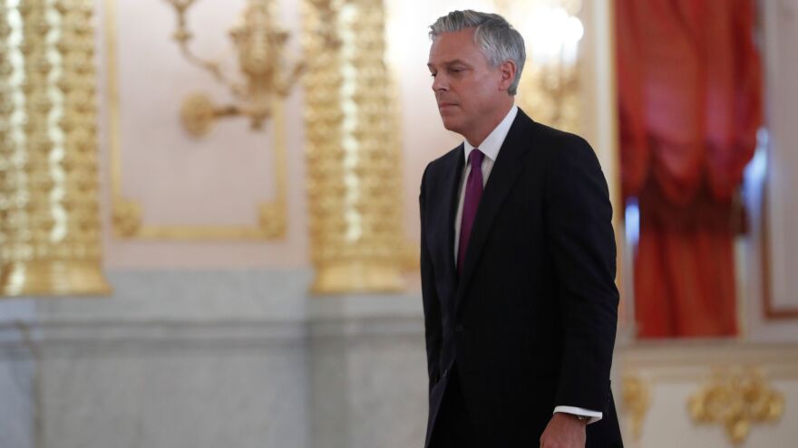 Former Utah Gov. and U.S. Ambassador to Russia Jon Huntsman walks at the Kremlin in Moscow in 2017. He's trying to win back the governorship.