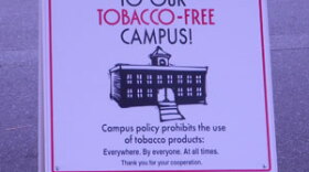 Signs around the Central Piedmont Community College campus remind students and employees that the campus is tobacco-free.