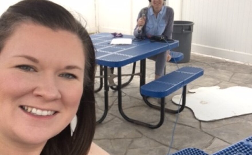 Kim Turley Director of Events & Volunteer Services/Media Relations at Topeka Rescue Mission with Kaye McIntyre